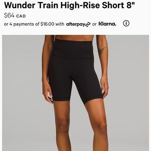Lululemon Wunder Wunder Train High-Rise Short 8"